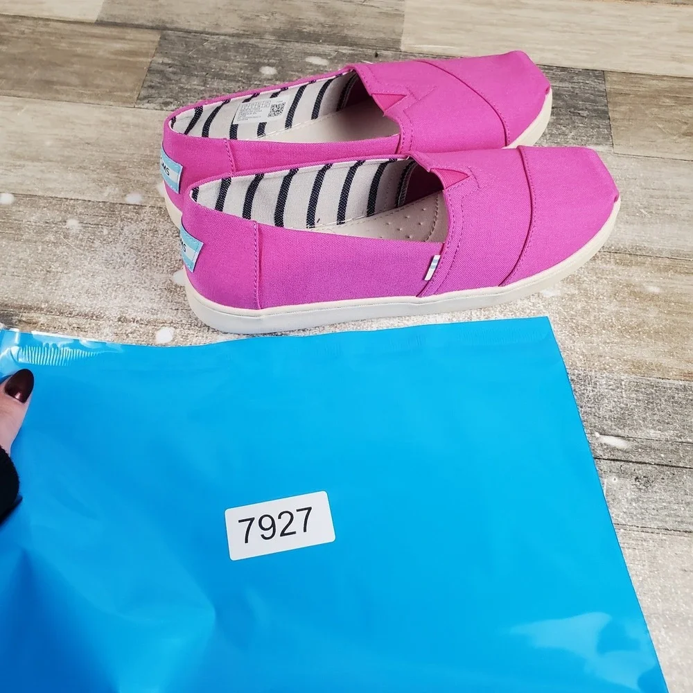 Toms Alpargata Kids Casual Shoes Sz 6 Pink Canvas Slip-on Round Toe Flats